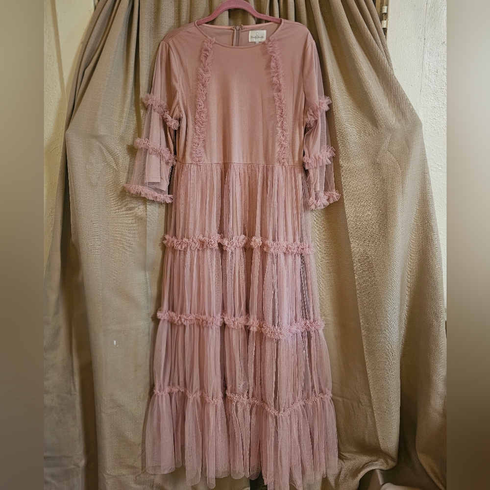 Dainty Jewells Elegant Dusty Pink Long Sleeve Maxi Dress XL